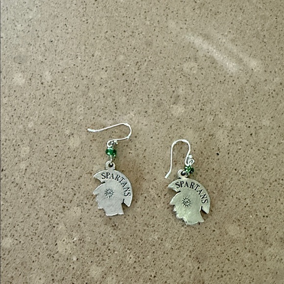 Spartan Earrings with Green Accents - Picture 2 of 2